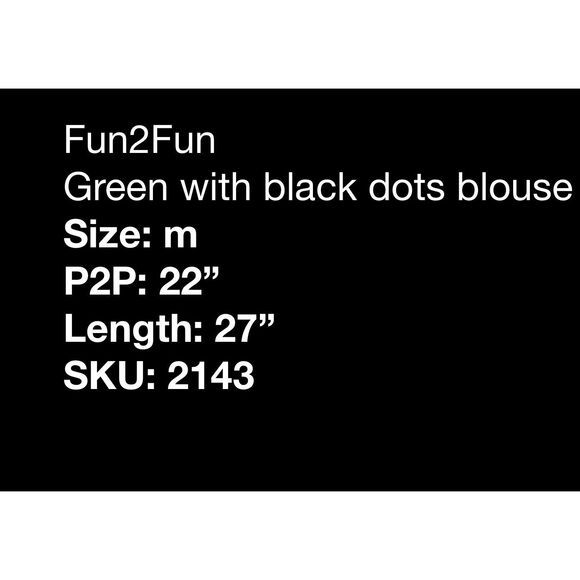 Fun2fun green with black dots blouse- size m - Picture 5 of 5